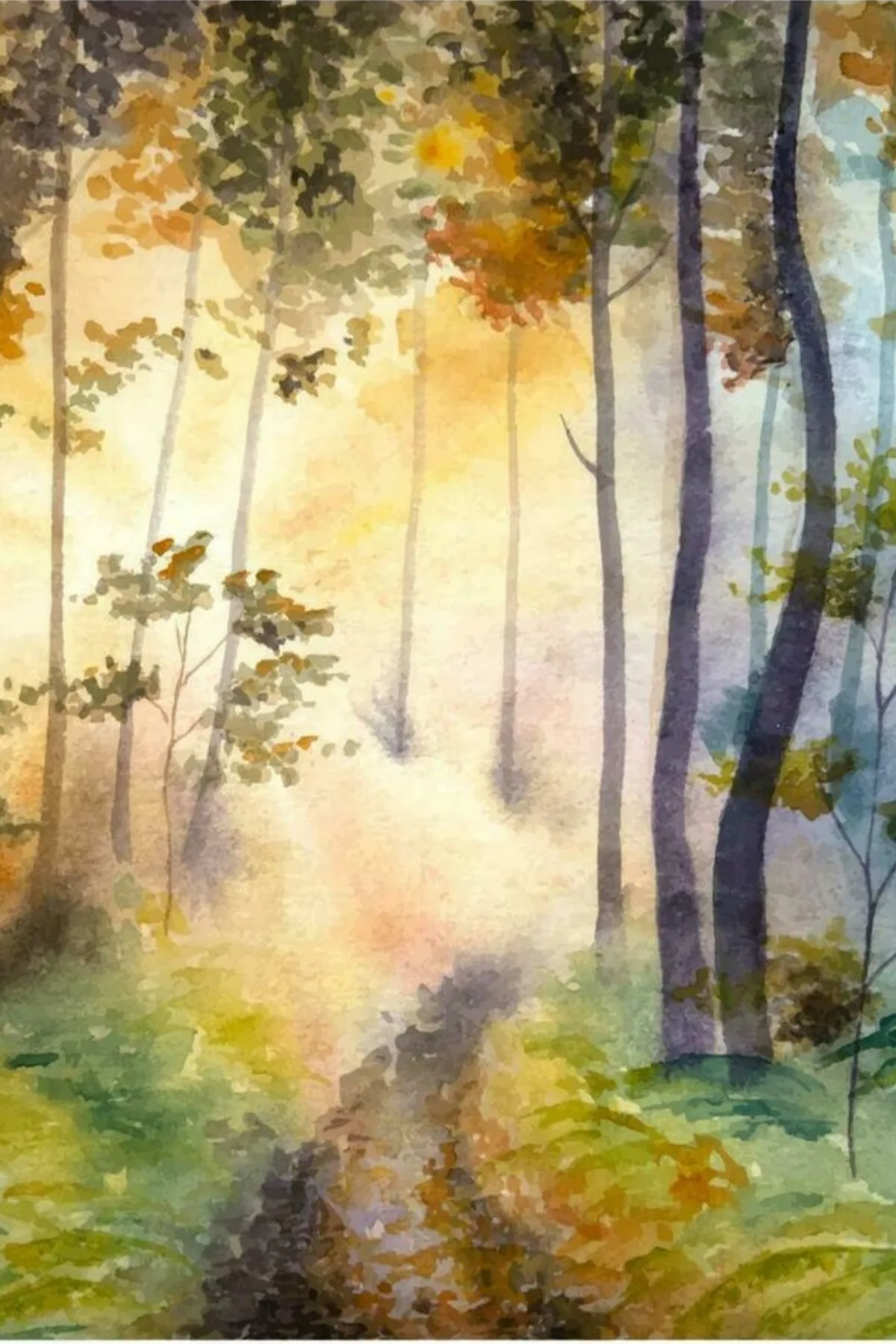 Forest Dawn Watercolor — art print